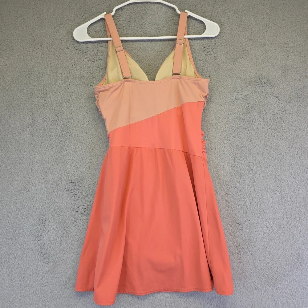 D&Co‎ Swim Dress Womens 4 Pink Salmon Babydoll Adjustable Ruched Modest Skirt